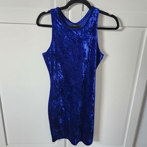 FOREVER 21, Blue mini velvet dress, Size L